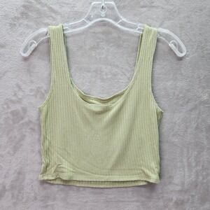reformation jeans ribbed knit crop top zest green size small